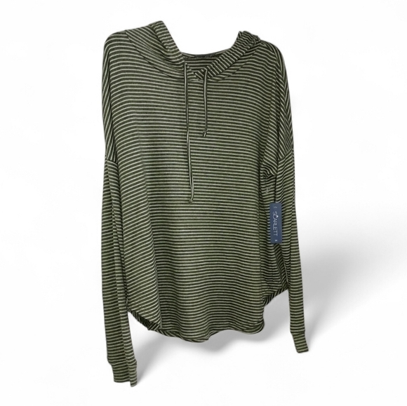Scarlett Tops - Scarlette Striped Green Hoodie Top